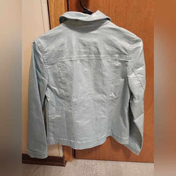 Chicos Women's Denim Jacket Iced Baby Blue Size 0 NWOT - Picture 2 of 4
